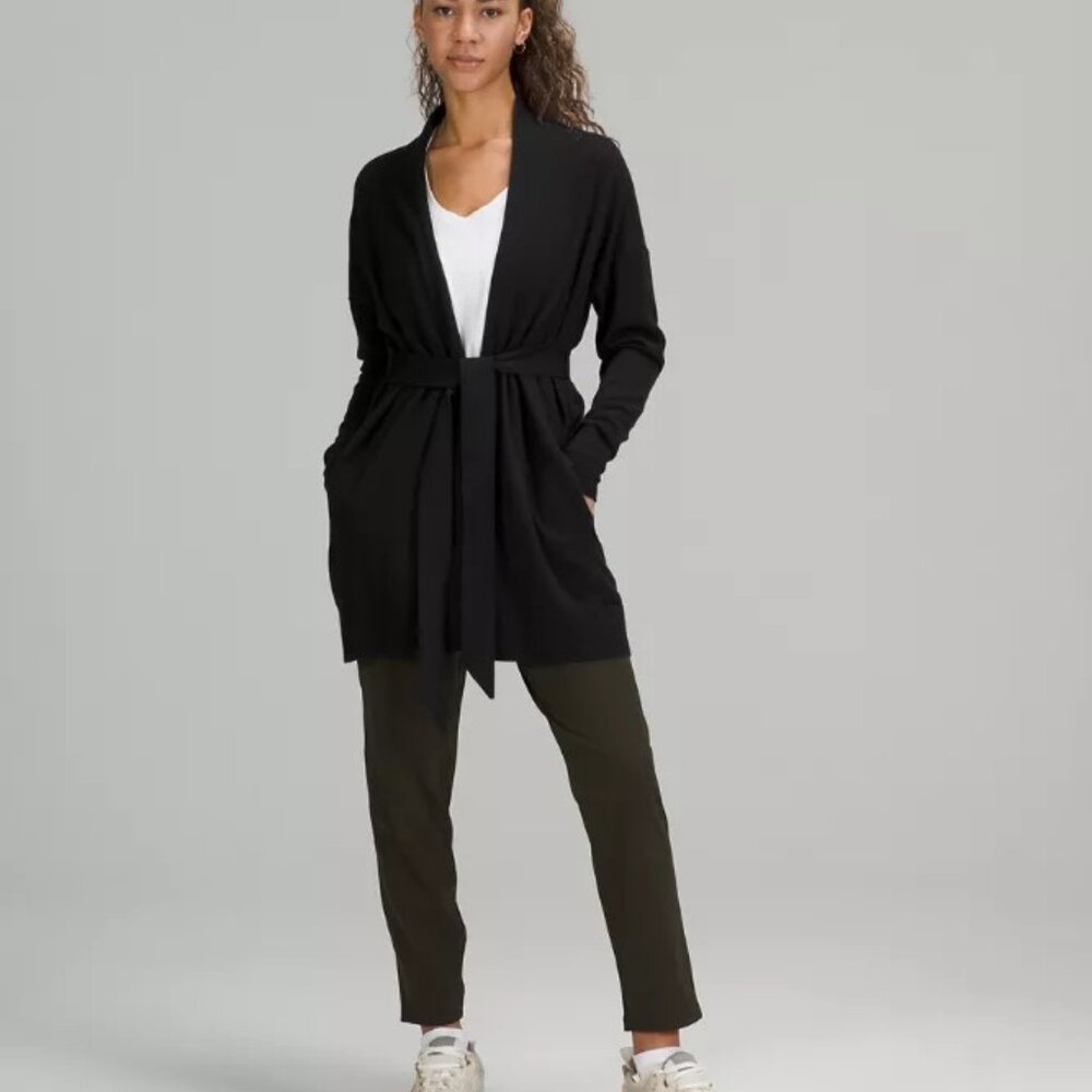 Lululemon $168 Cotton-Cashmere Knit Wrap Black Sz 18 NWT!